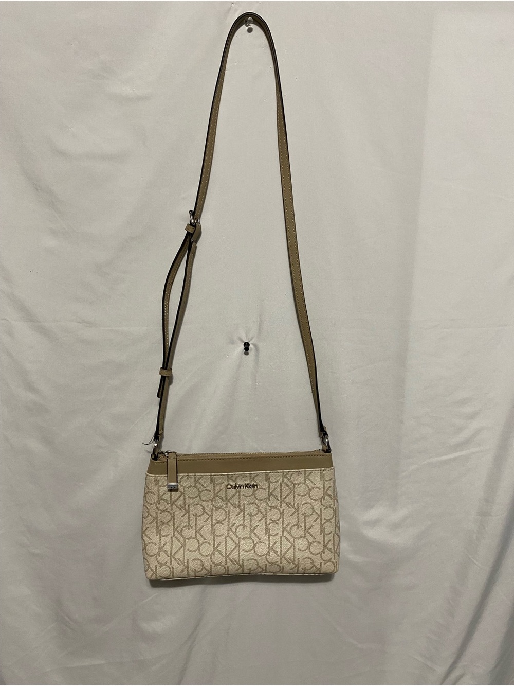 Calvin Klein Tan & Cream Signature Crossbody Bag